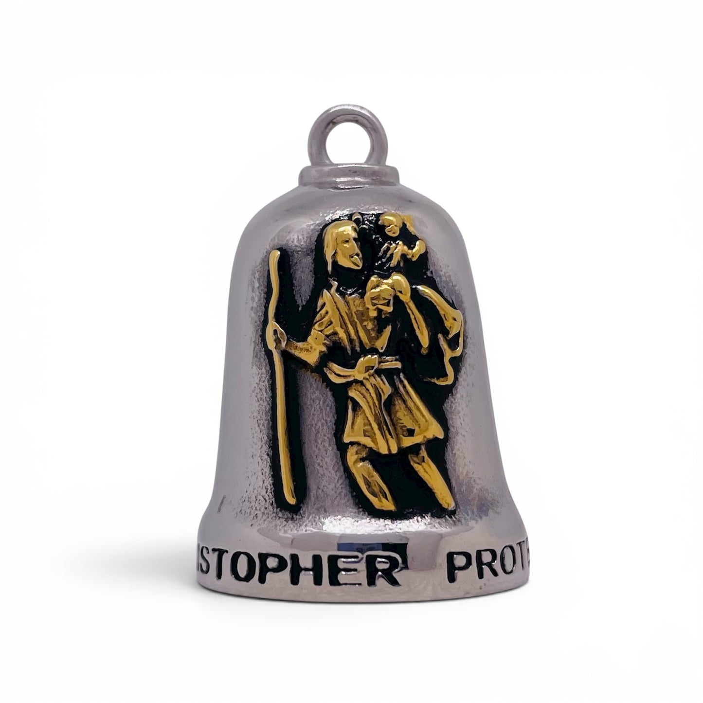Big Dog Steel Golden Saint Christopher Gremlin Guardian Bell in Stainless Steel