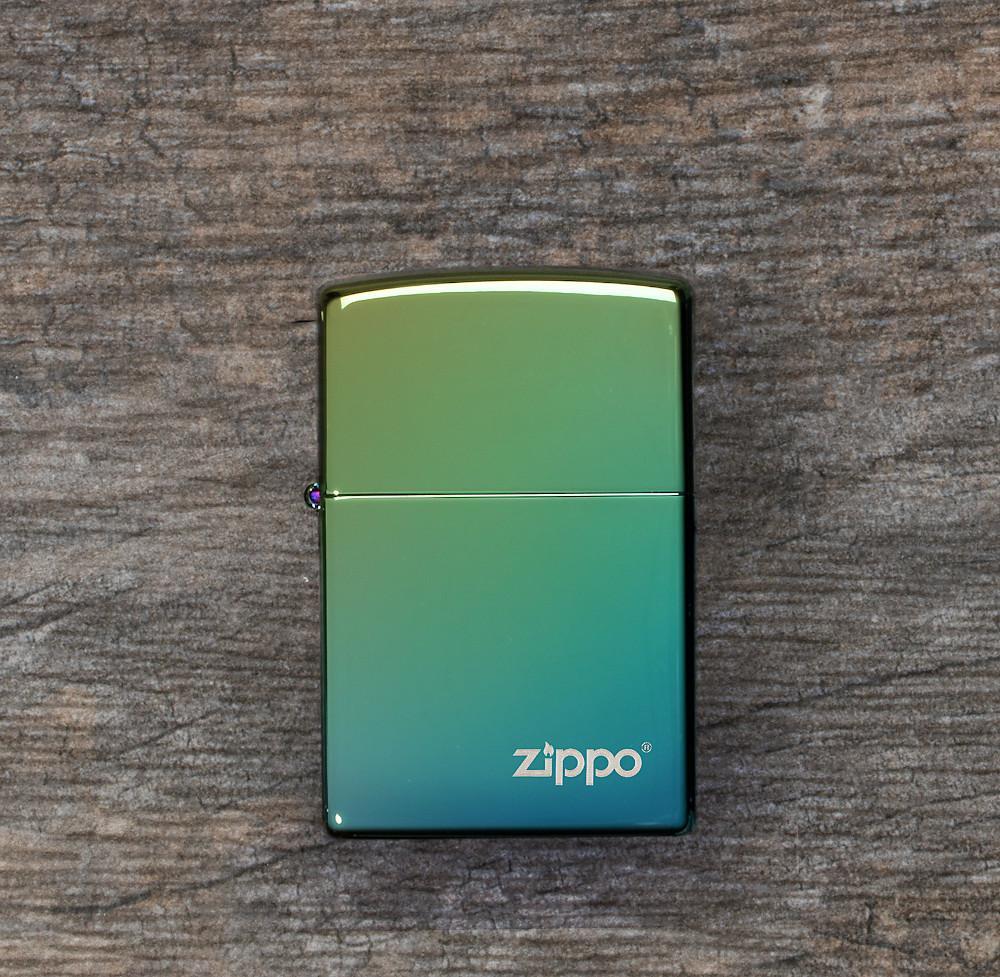Classic High Polish Teal with Logo Zippo