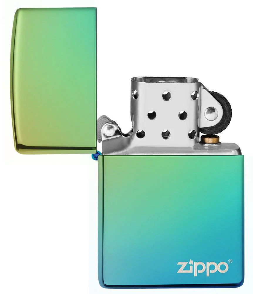 Classic High Polish Teal with Logo Zippo