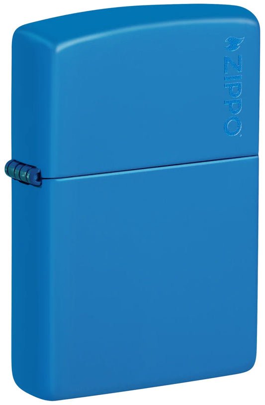 Classic Sky Blue Matte with Logo Zippo