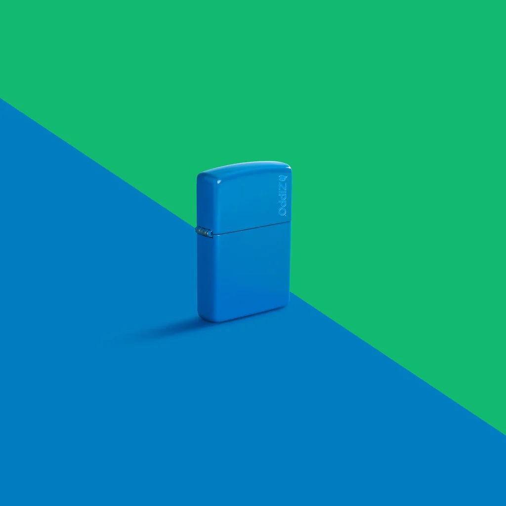 Classic Sky Blue Matte with Logo Zippo