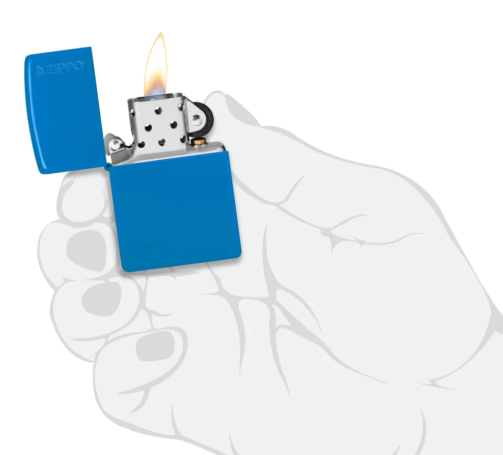 Classic Sky Blue Matte with Logo Zippo