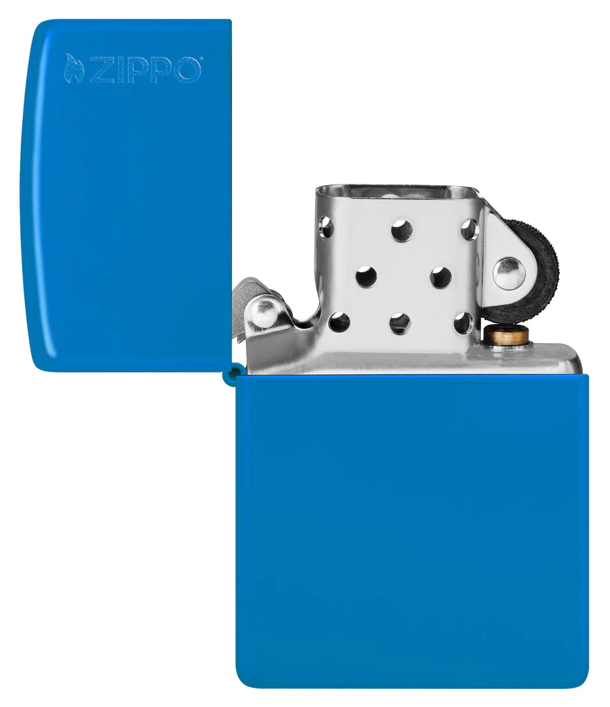 Classic Sky Blue Matte with Logo Zippo