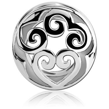 Curly Heart Double Flared Hollow Plugs in Surgical Stainless Steel