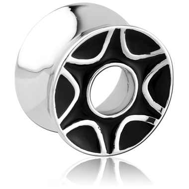 Double Flared Tunnels with Black Enamel in Surgical Stainless Steel