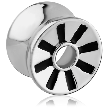 Double Flared Tunnels with Black Enamel in Surgical Stainless Steel