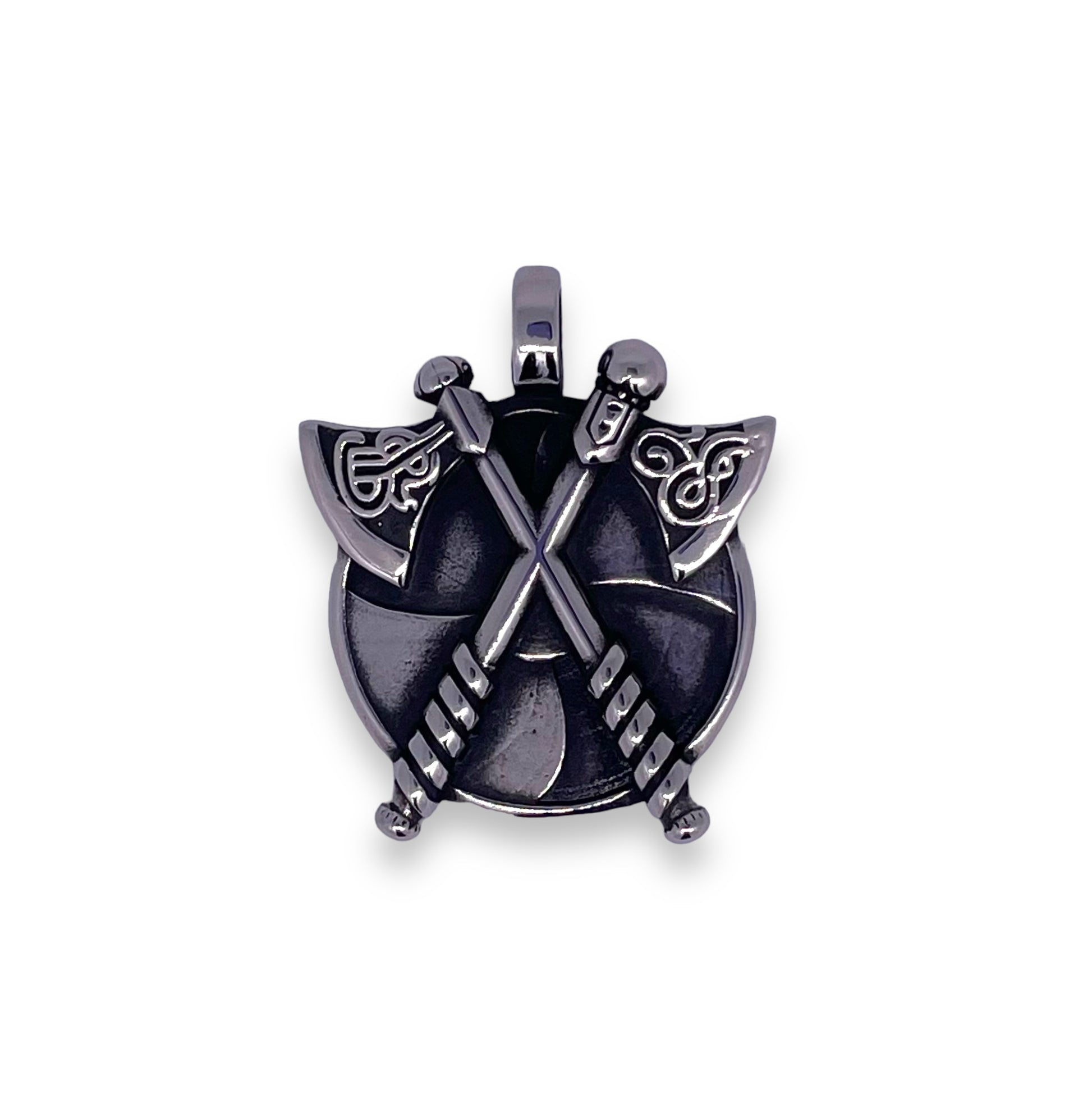 Double Skeggøx and Shield Pendant in Surgical Stainless Steel