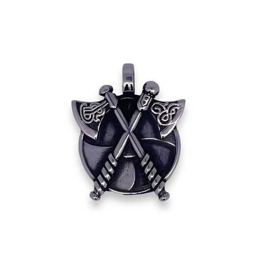 Double Skeggøx and Shield Pendant in Surgical Stainless Steel