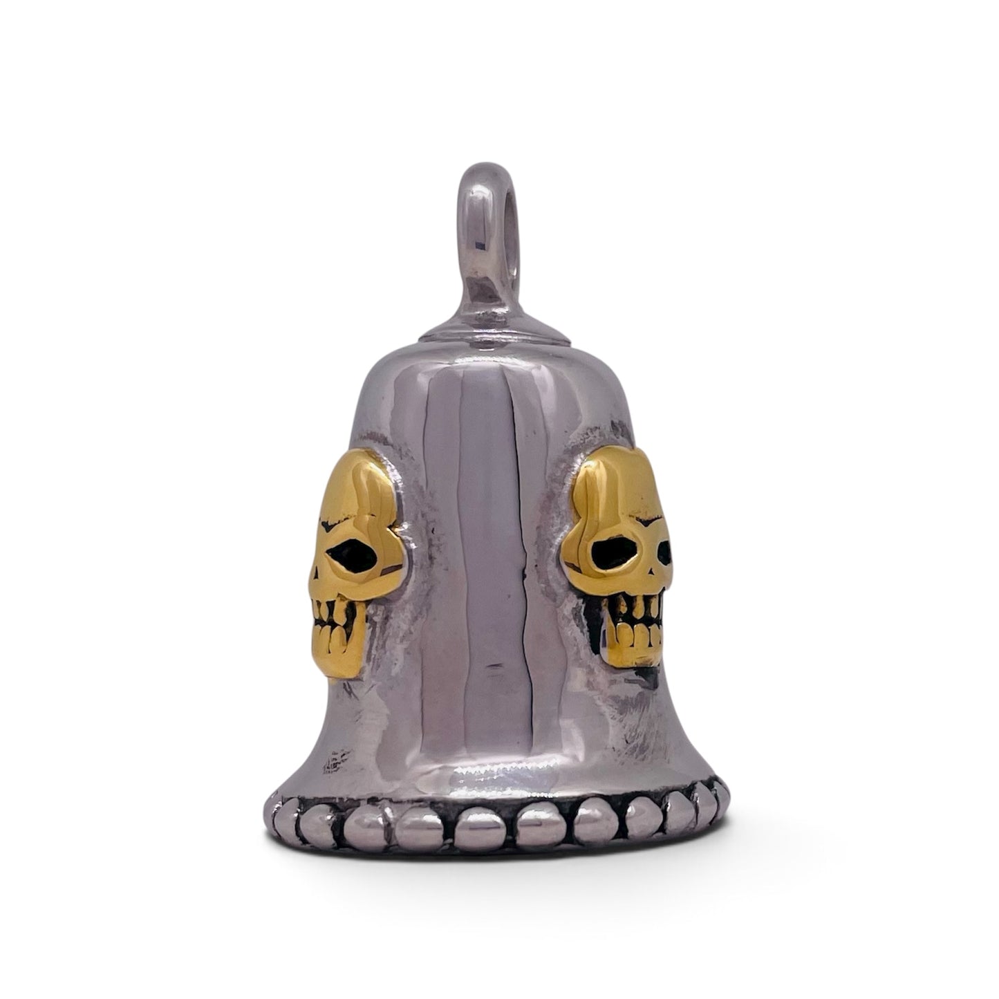 Gold One Percenter 1%er and Skull Gremlin Guardian Biker Bell in Stainless Steel