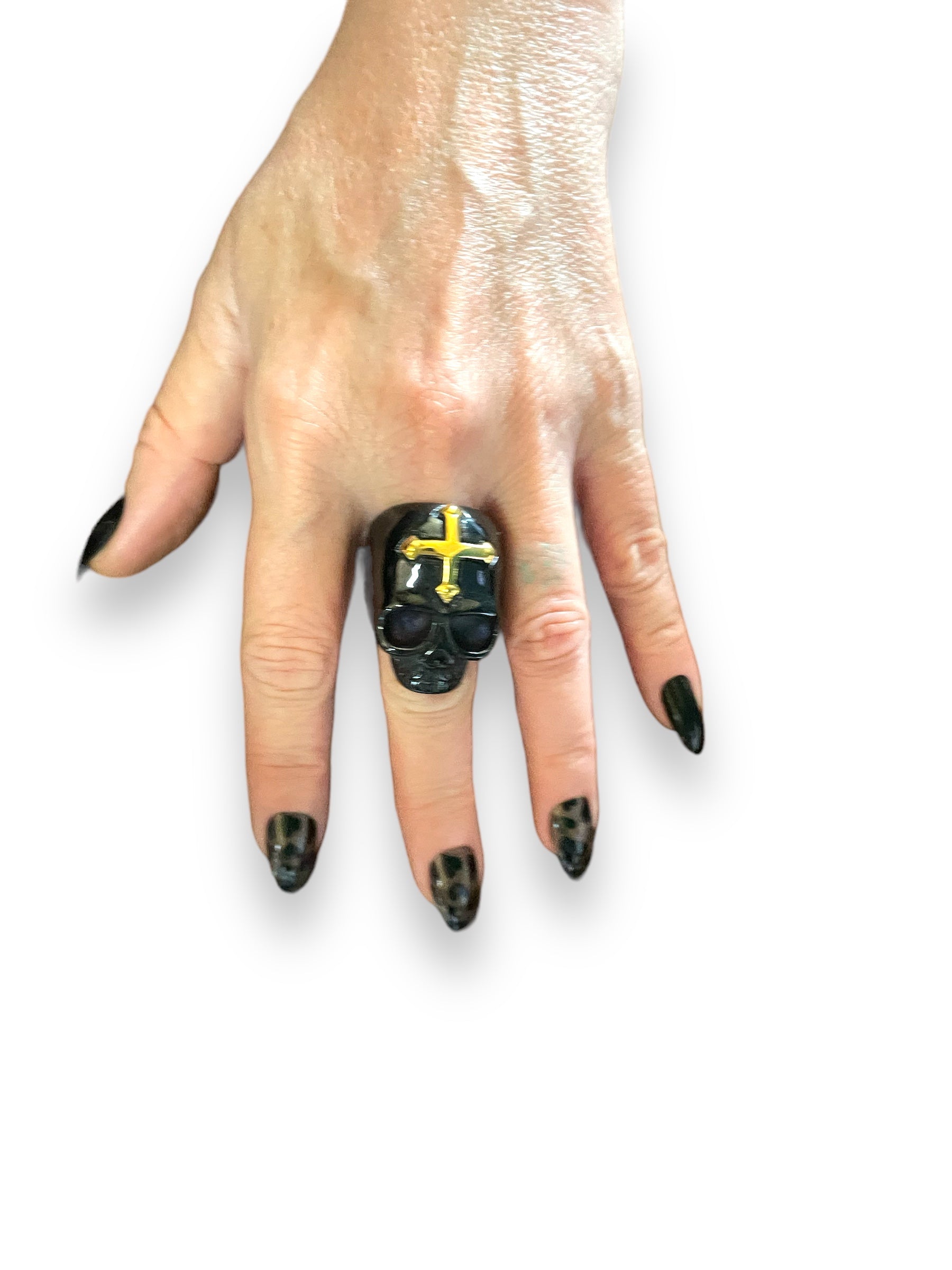 Or et Noir Skull Ring
