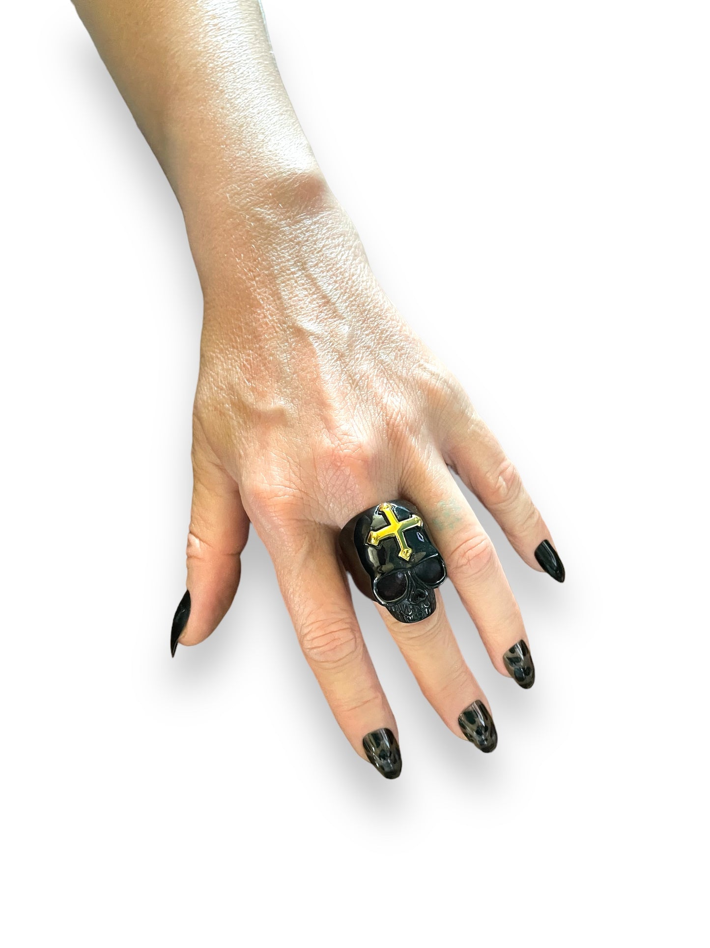 Or et Noir Skull Ring
