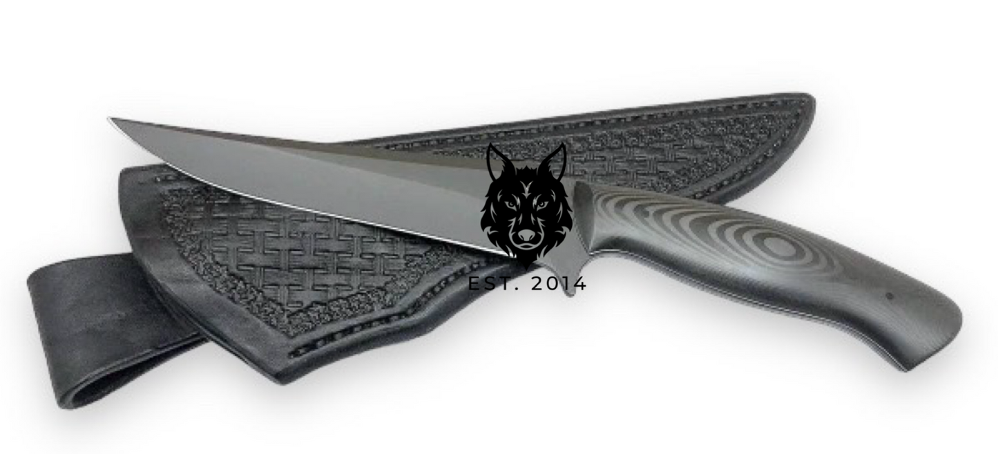 Carbon Black Hand Made Knife & Sheath