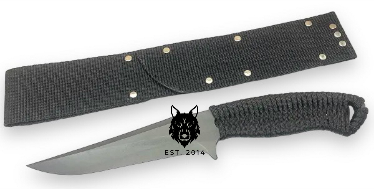 Black Braided Tactical Knife & Sheath