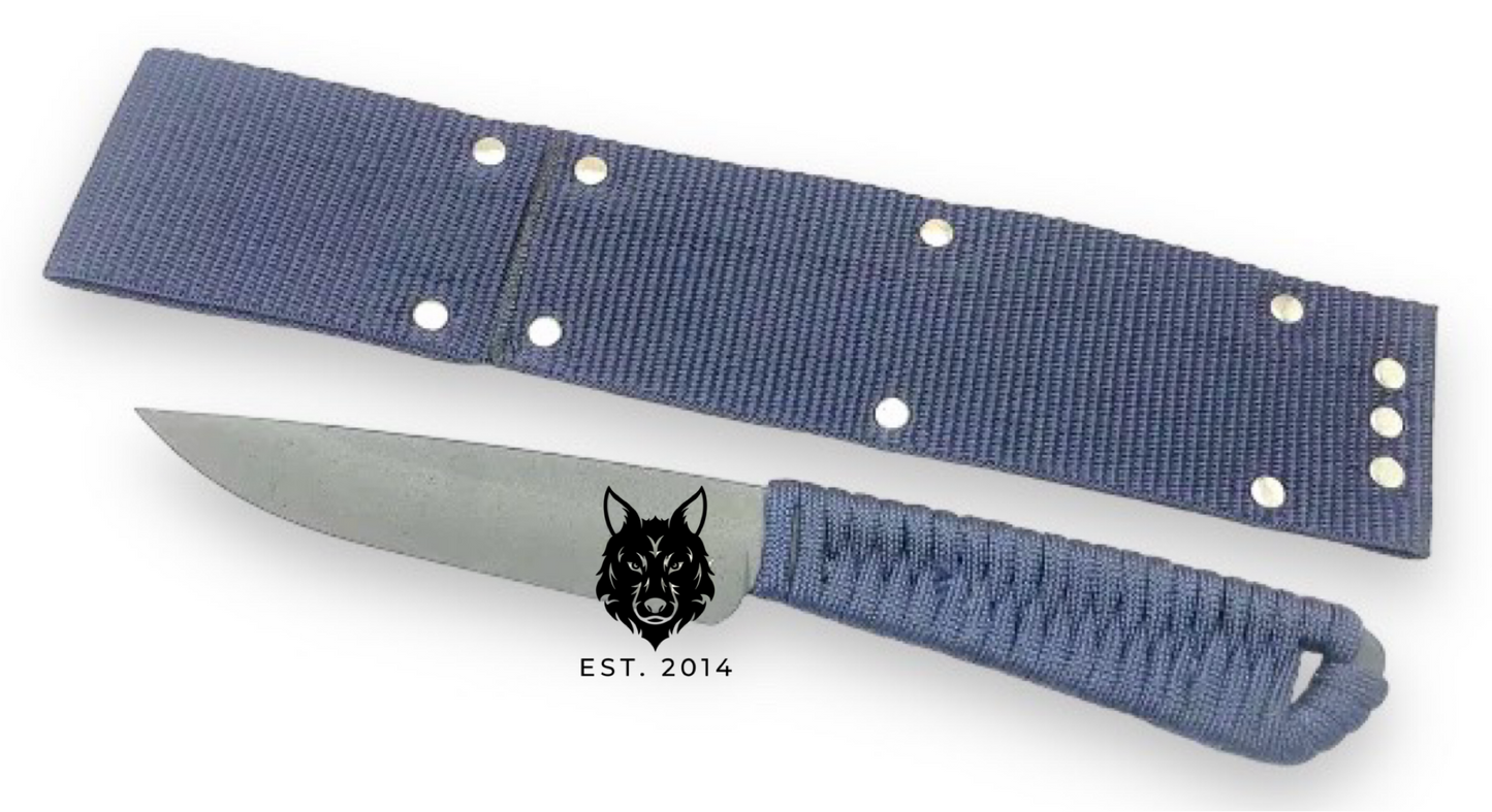 Medium Blue Braided Tactical Knife & Sheath