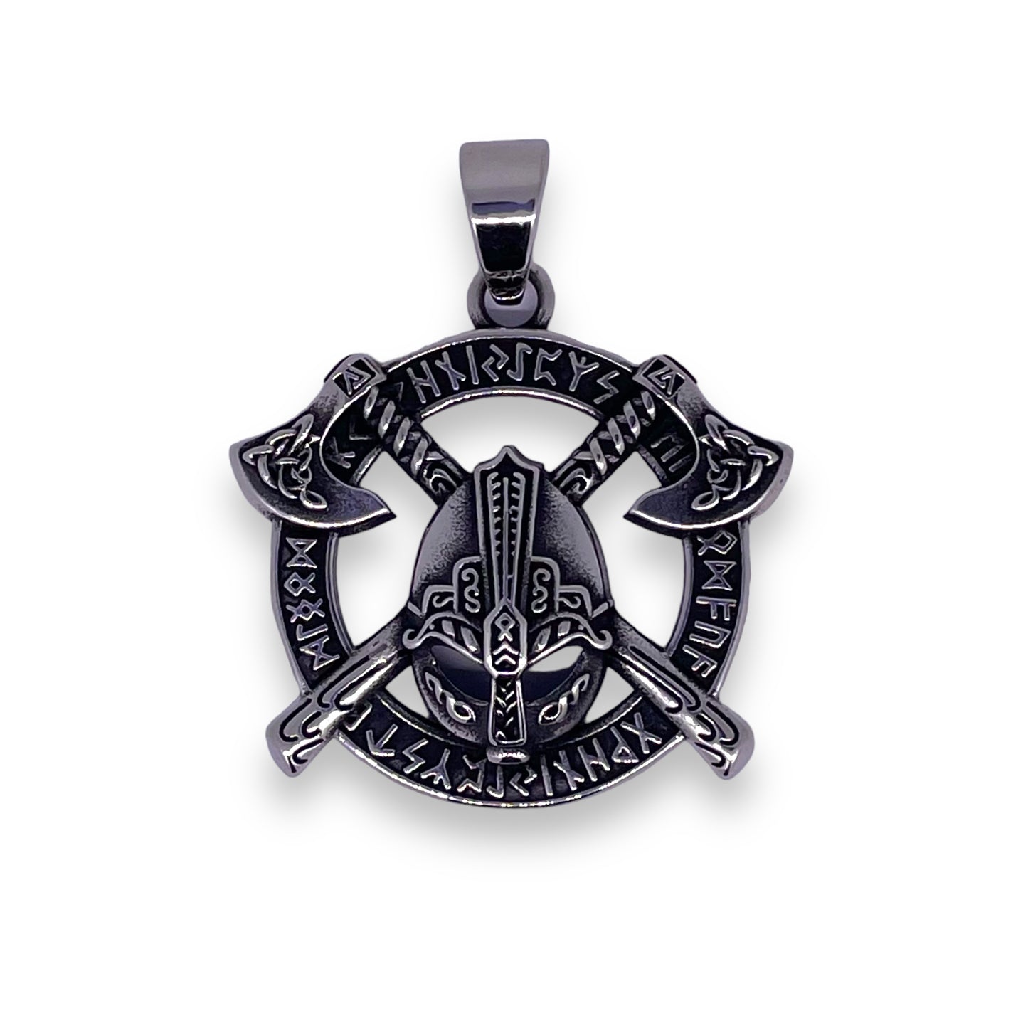 Norse Axes and Helmet Pendant in Surgical Stainless Steel