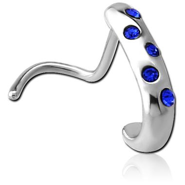 Crystal Dotted Curved  Wrap Around Nose Stud in Surgical Stainless Steel