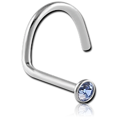 Large Left Curve Nose Stud in Surgical Stainless Steel