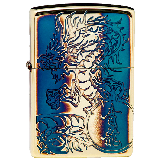 Shishin-Seiryu Brass Oxidised Zippo
