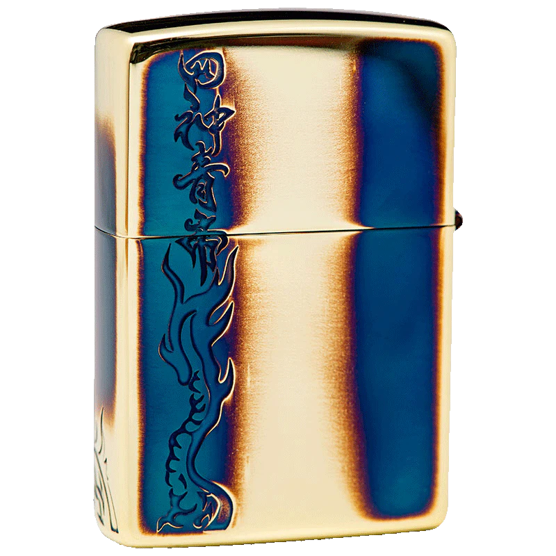 Shishin-Seiryu Brass Oxidised Zippo