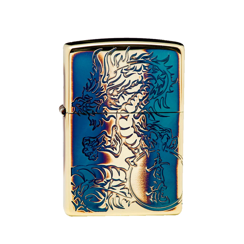 Shishin-Seiryu Brass Oxidised Zippo