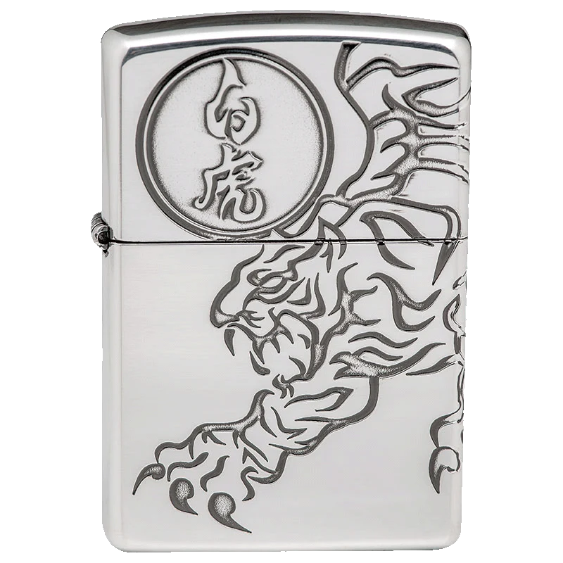Shishin Byakko Silver Oxidised Zippo