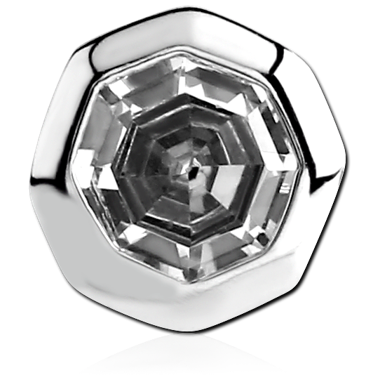 Surgical Stainless Steel Flared Octagon Cubic Zirconia Tunnels