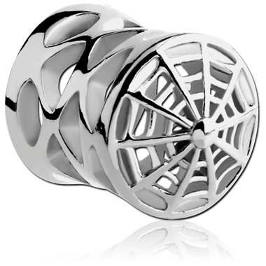 Cobweb Double Flared Hollow Plugs in Surgical Stainless Steel