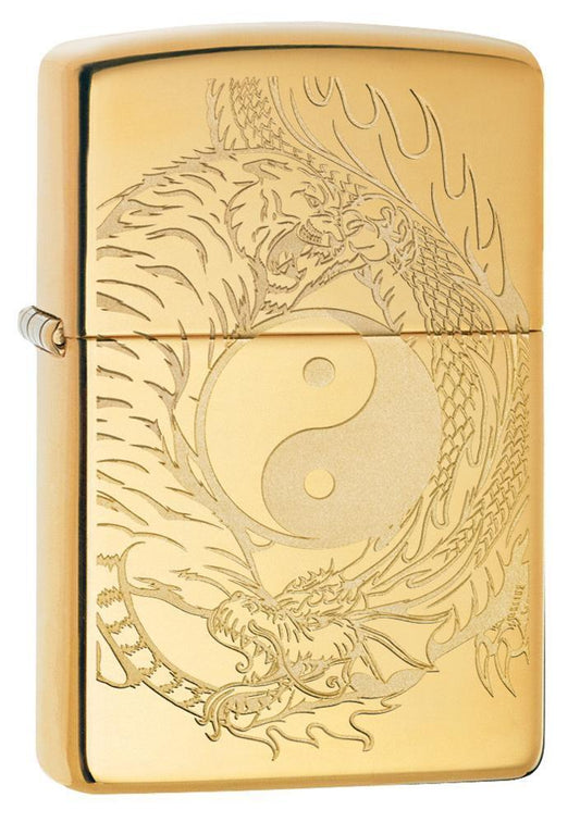 Tiger and Dragon Yin and Yang Zippo