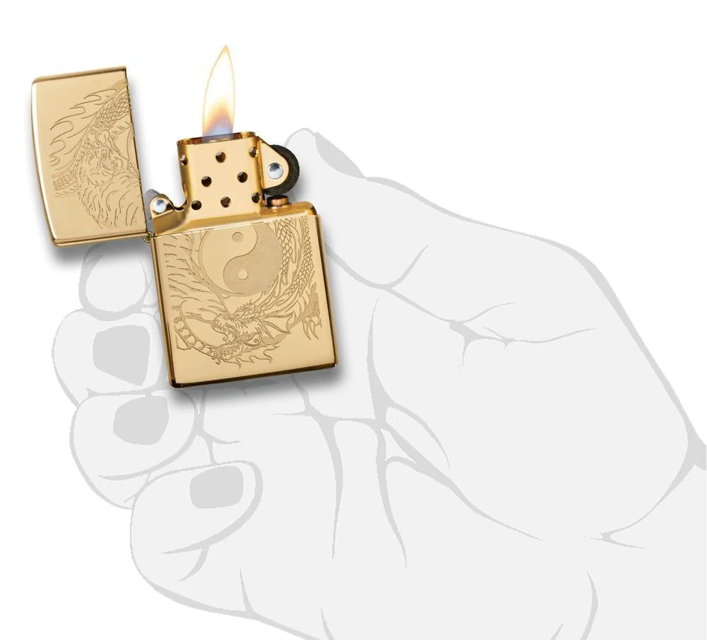 Tiger and Dragon Yin and Yang Zippo