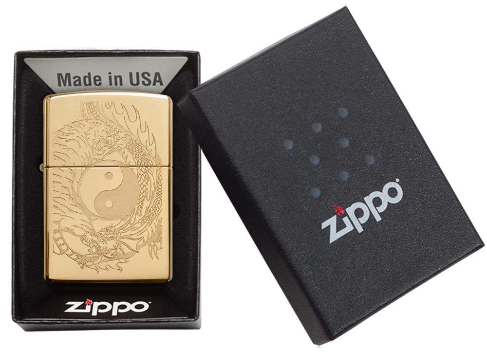 Tiger and Dragon Yin and Yang Zippo