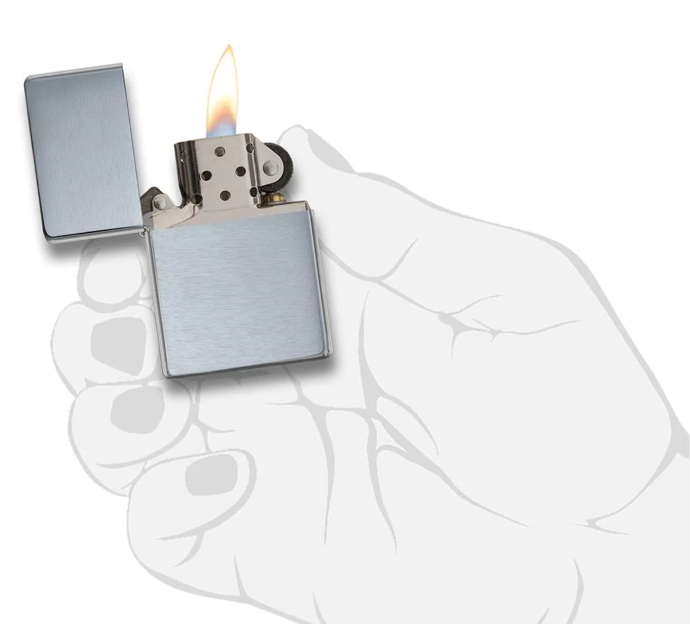 Vintage Brush Finish Chrome without Slash Zippo