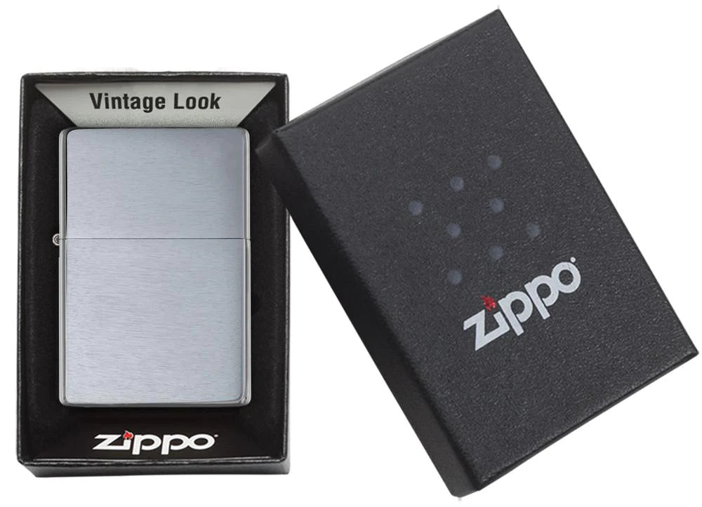 Vintage Brush Finish Chrome without Slash Zippo