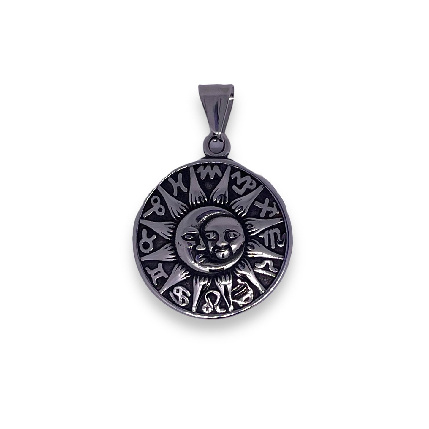 Zodiac Sun and Moon Pendant in Surgical Stainless Steel