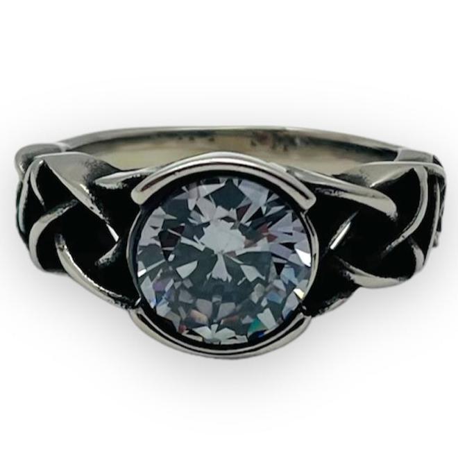 Celtic Love Knot Crystal Solitaire Ring