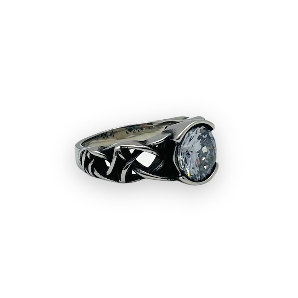 Celtic Love Knot Crystal Solitaire Ring