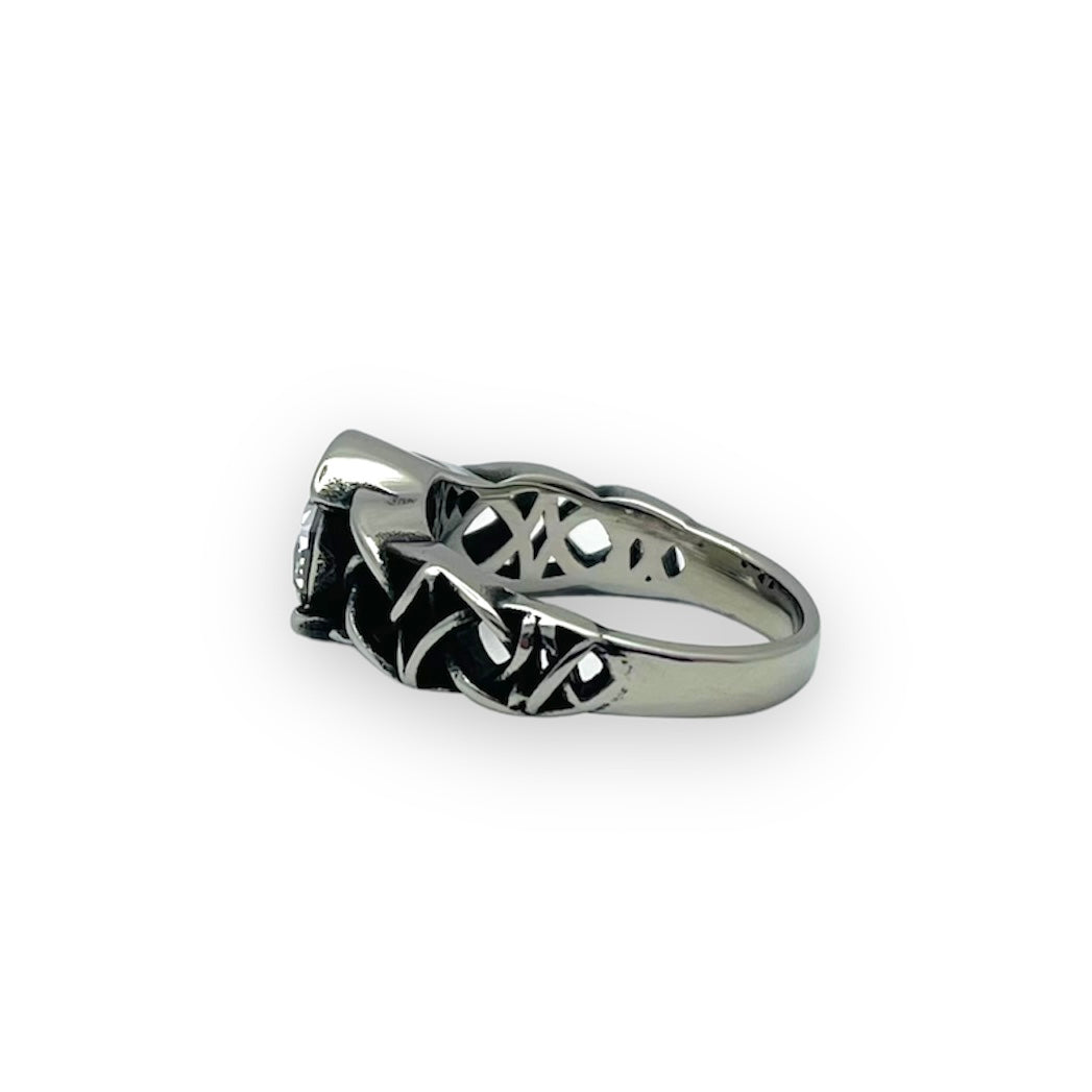 Celtic Love Knot Crystal Solitaire Ring