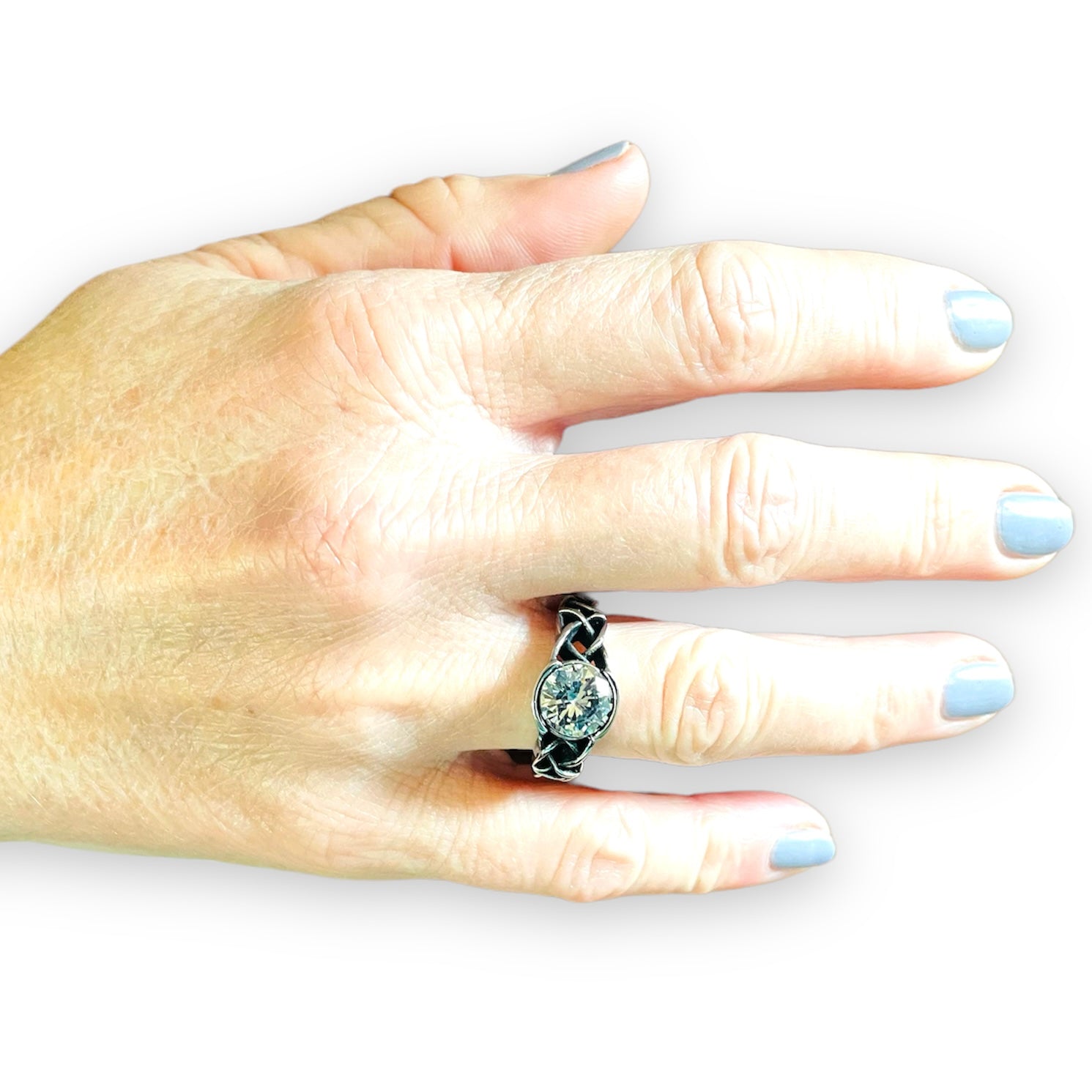 Celtic Love Knot Crystal Solitaire Ring