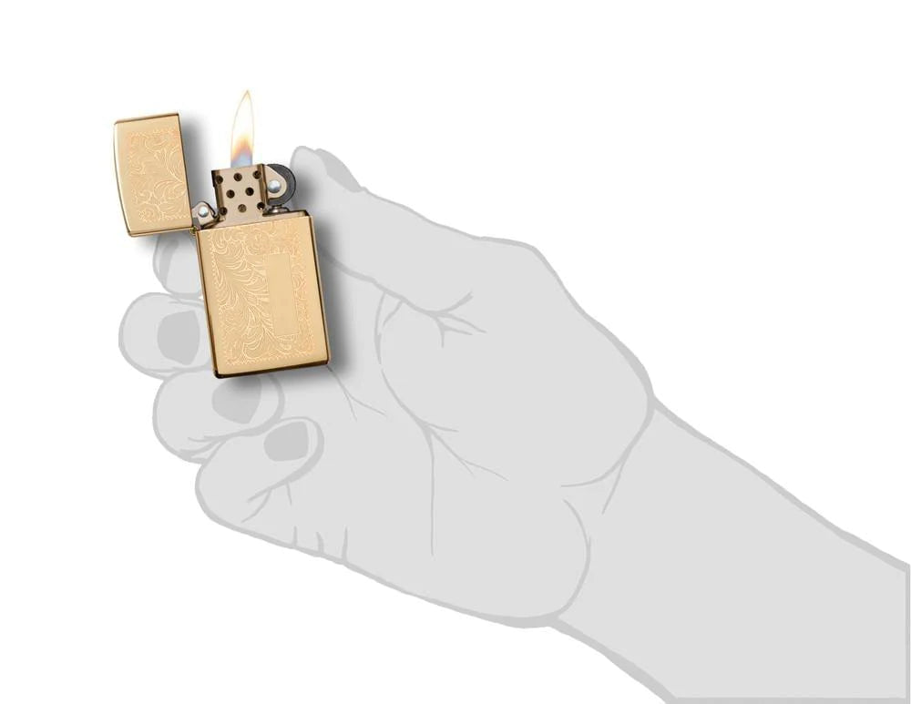 Slim Brass Venetian Zippo