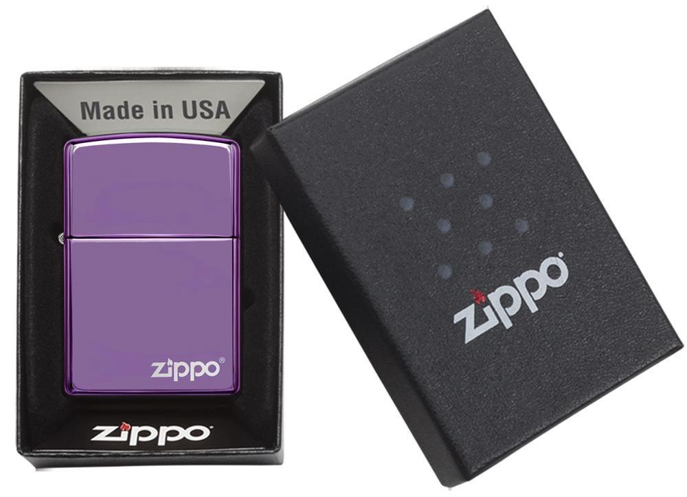 Classic High Polish Purple with Logo Zippo