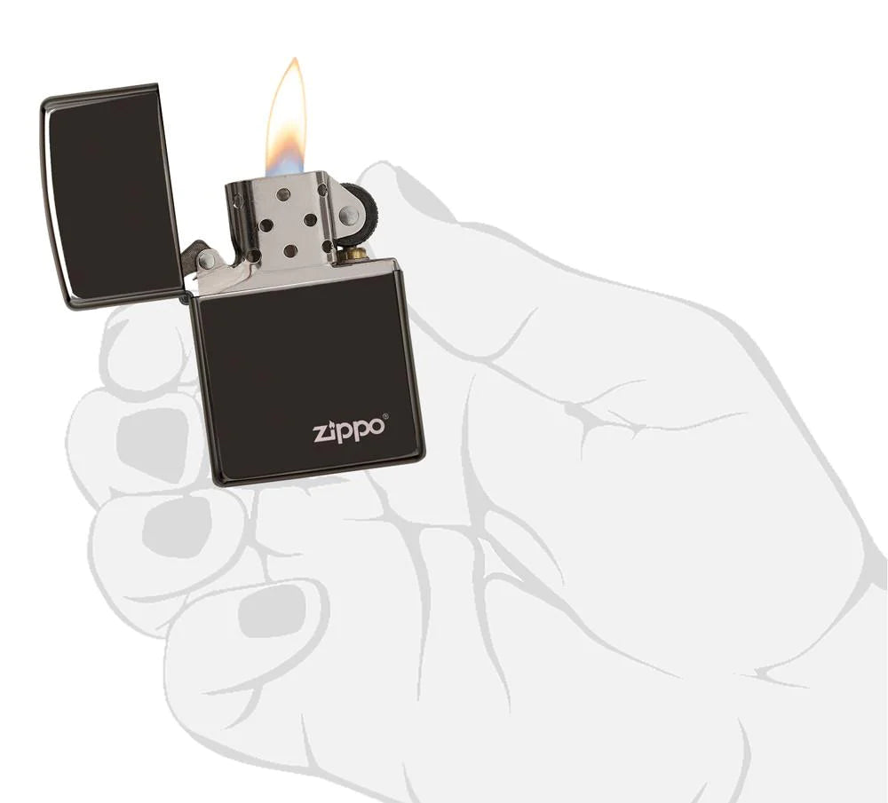 Classic High Polish Black Logo Zippo