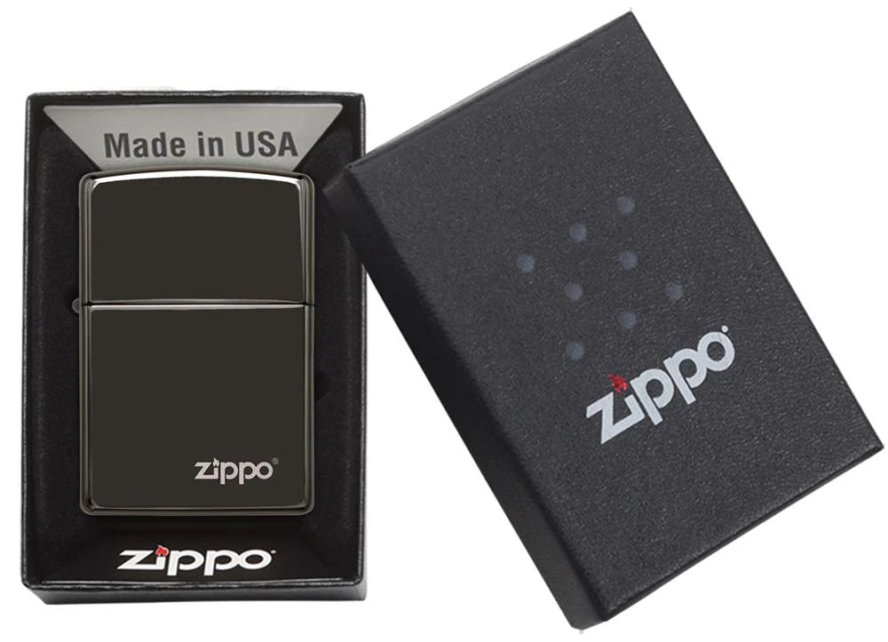 Classic High Polish Black Logo Zippo
