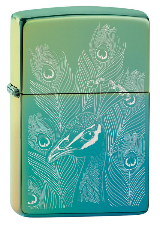 Regular High Polish Teal Peacock Zippo