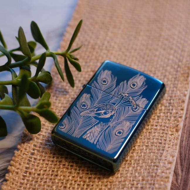 Regular High Polish Teal Peacock Zippo