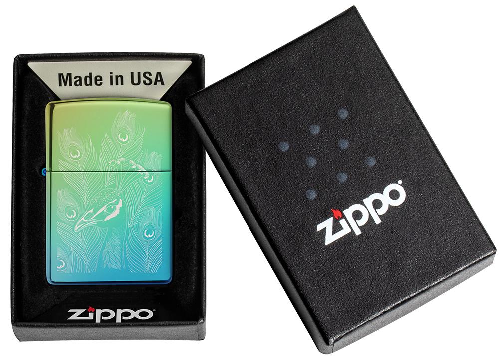 Regular High Polish Teal Peacock Zippo