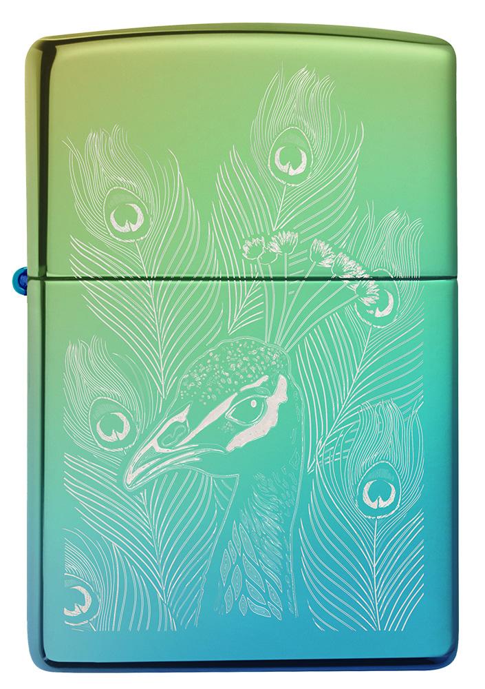 Regular High Polish Teal Peacock Zippo