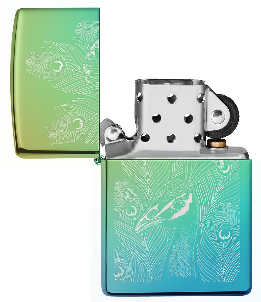 Regular High Polish Teal Peacock Zippo