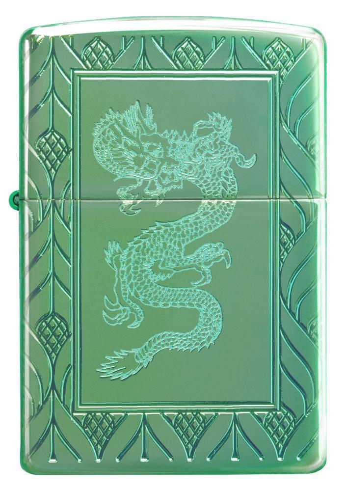 Armor High Polish Green Elegant Dragon Zippo