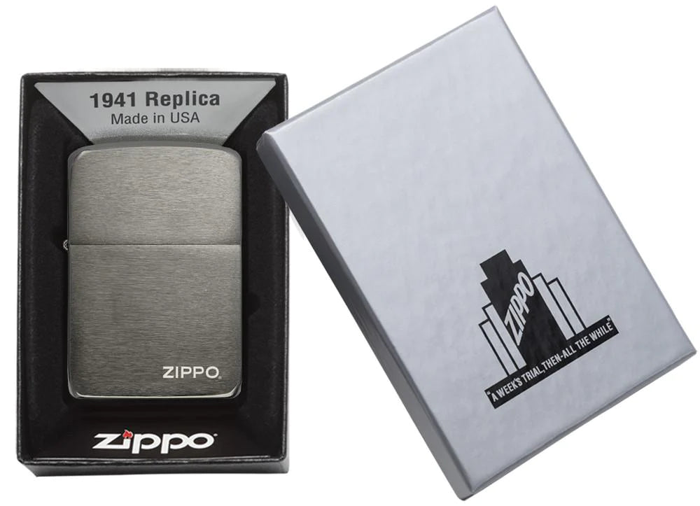 Black Ice 1941 Replica with Logo Zippo