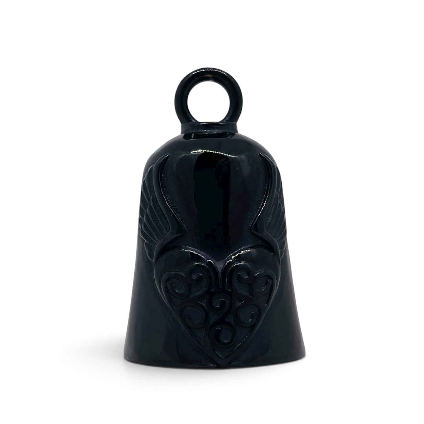 Black Guardian Angel Wings Gremlin Guardian Biker Bell in Stainless Steel