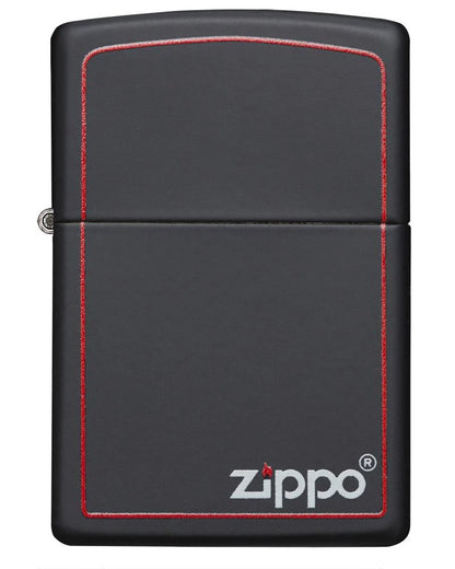 Classic Black with Red Border and Logo Zippo